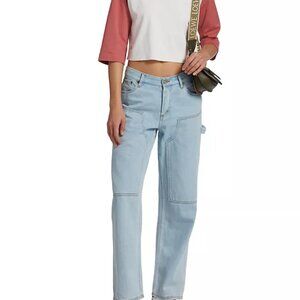 NWOT Still Here Subway Low Rise Straight-Leg Jeans -Cloud Denim Vintage Wash New